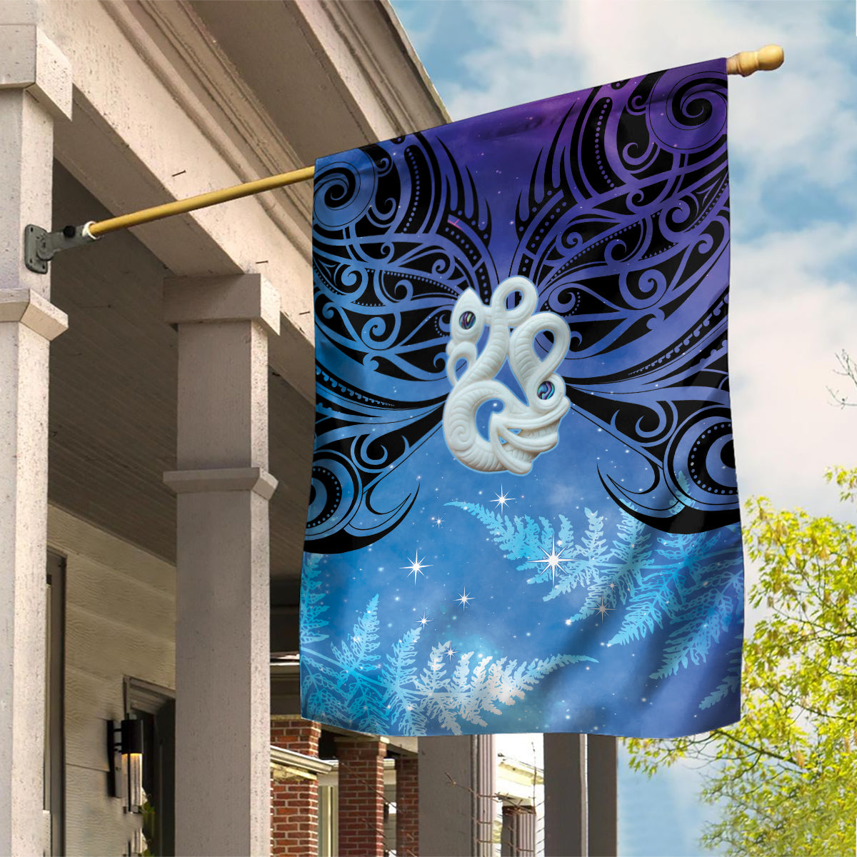 New Zealand Matariki Garden Flag Aotearoa Maori New Year Manaia Galaxy Vibes - Vibe Hoodie Shop