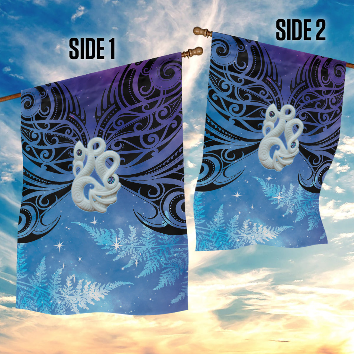 New Zealand Matariki Garden Flag Aotearoa Maori New Year Manaia Galaxy Vibes - Vibe Hoodie Shop