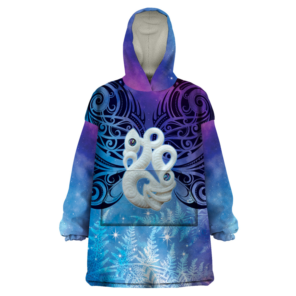 New Zealand Matariki Wearable Blanket Hoodie Aotearoa Maori New Year Manaia Galaxy Vibes - Vibe Hoodie Shop