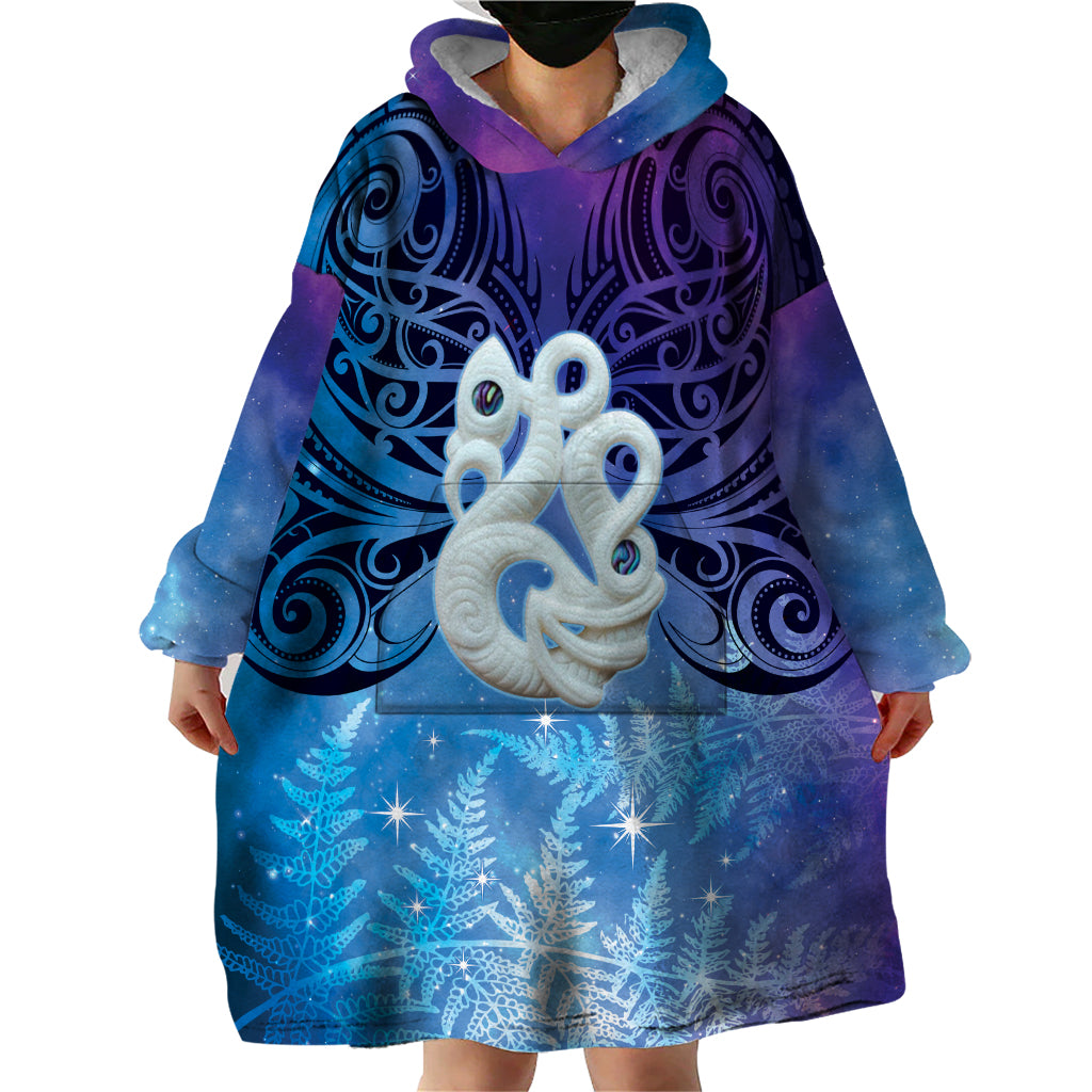 New Zealand Matariki Wearable Blanket Hoodie Aotearoa Maori New Year Manaia Galaxy Vibes - Vibe Hoodie Shop