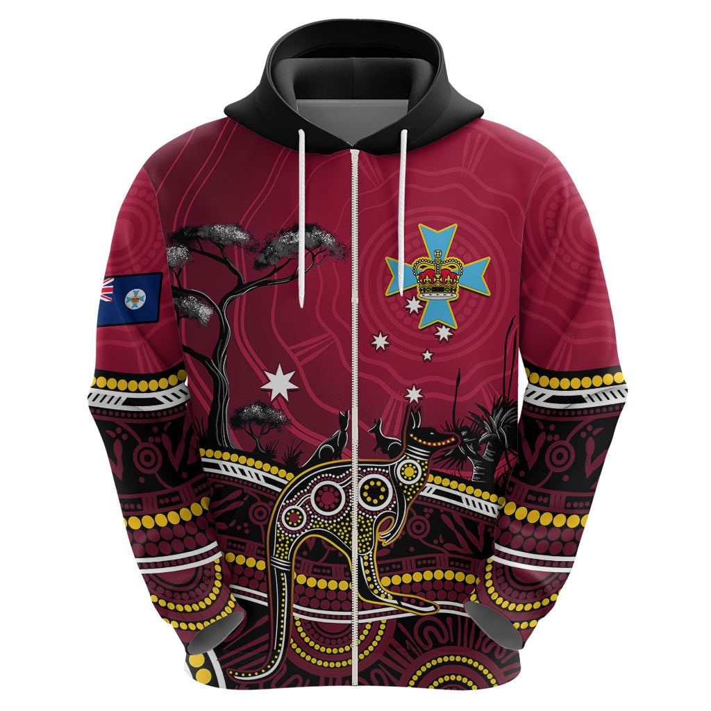 Personalised June 6 Queensland Day Hoodie Australian Aboriginal Art - Vibe Hoodie Shop