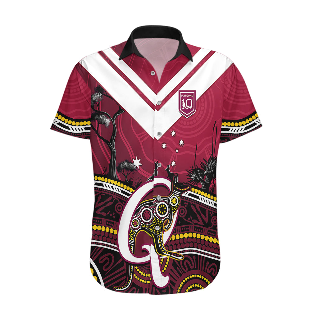 QLD Maroons Rugby Hawaiian Shirt Go Queensland Kangaroo Indigenous - Vibe Hoodie Shop