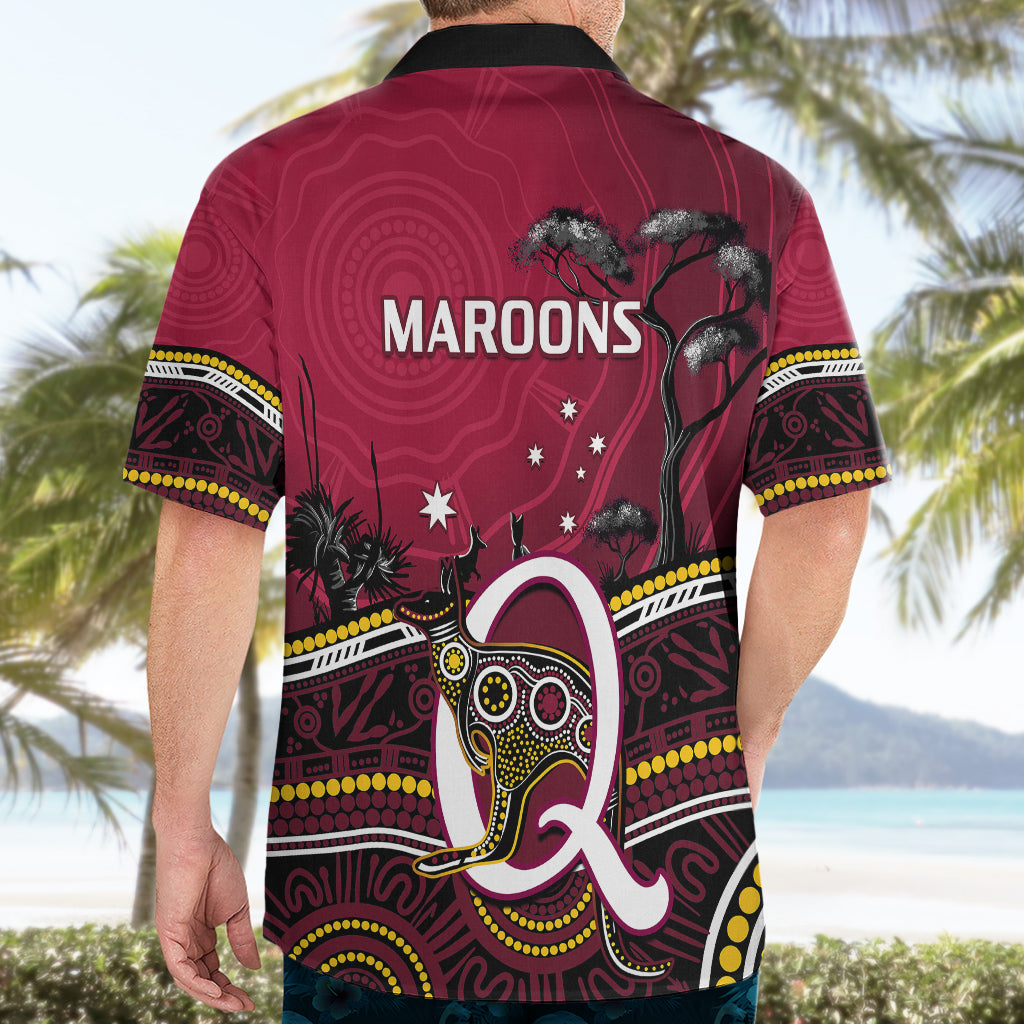 QLD Maroons Rugby Hawaiian Shirt Go Queensland Kangaroo Indigenous - Vibe Hoodie Shop