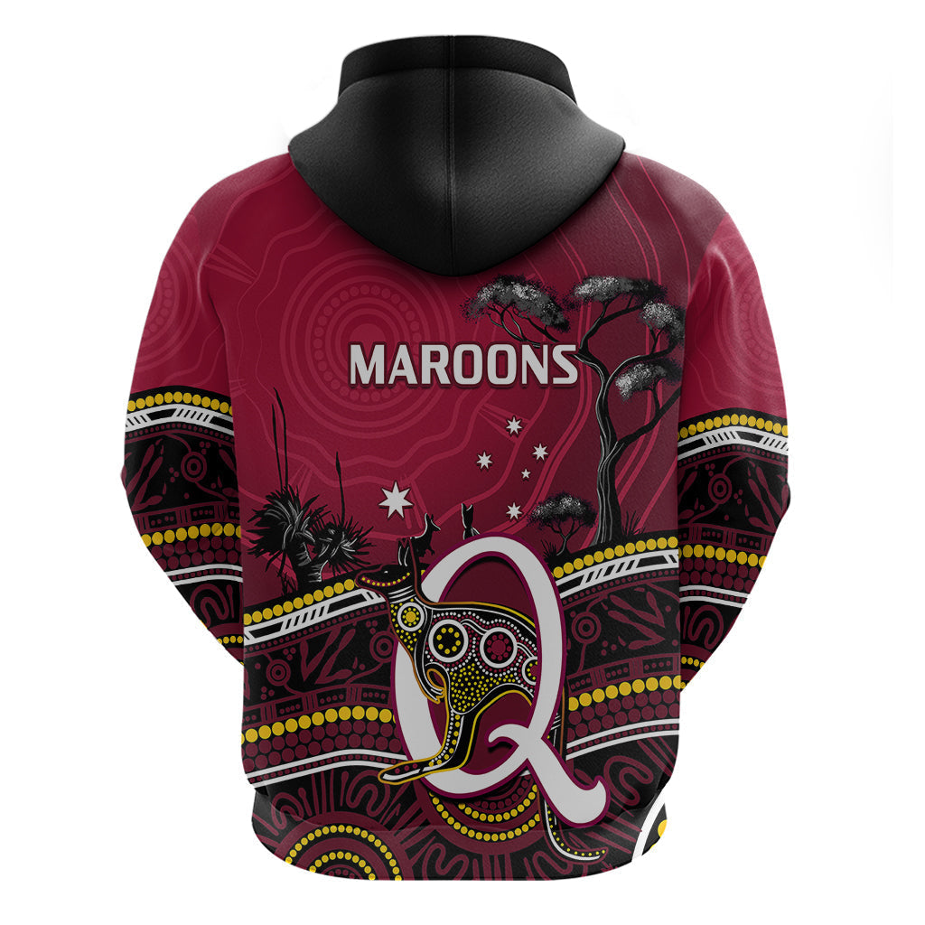 QLD Maroons Rugby Hoodie Go Queensland Kangaroo Indigenous - Vibe Hoodie Shop
