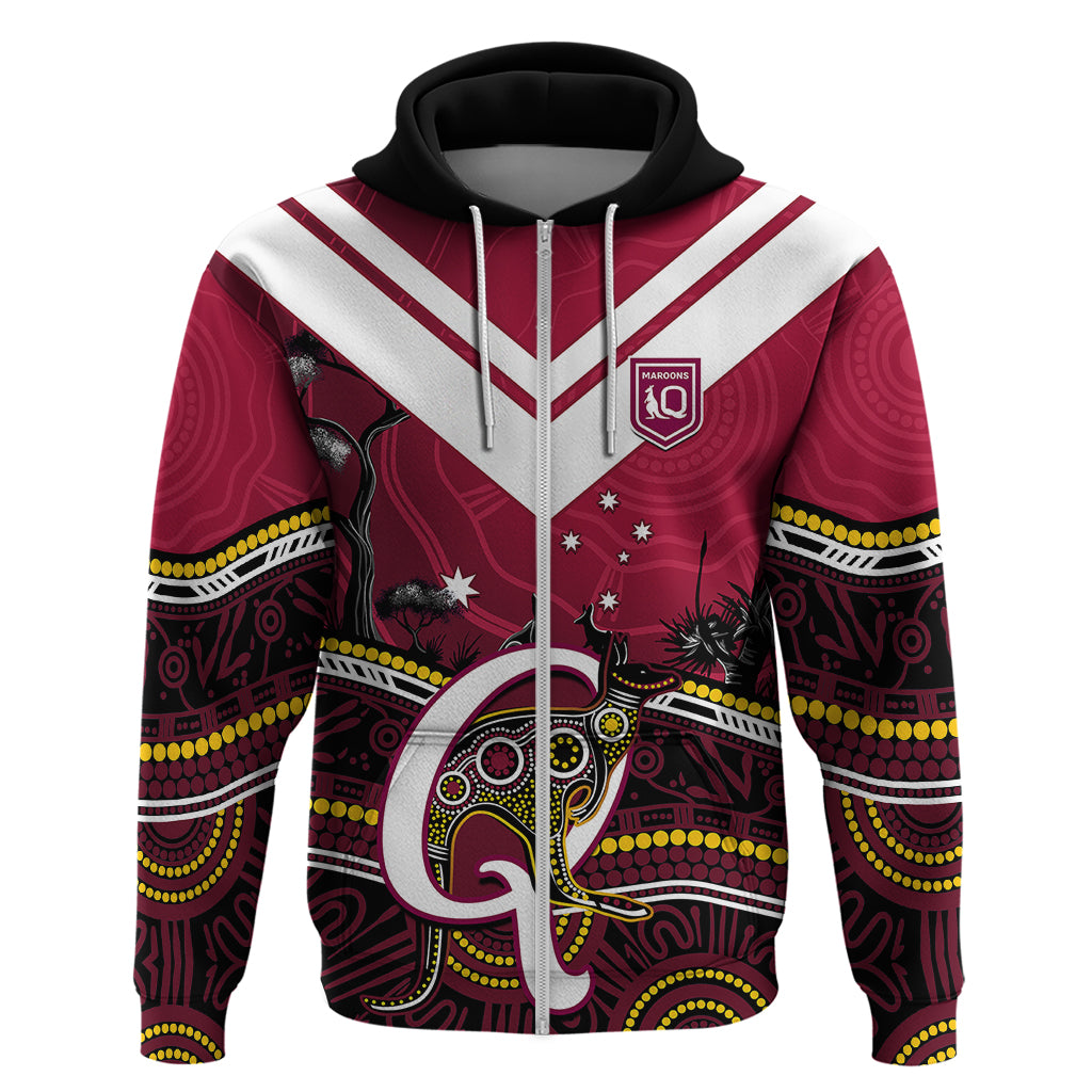 QLD Maroons Rugby Hoodie Go Queensland Kangaroo Indigenous - Vibe Hoodie Shop