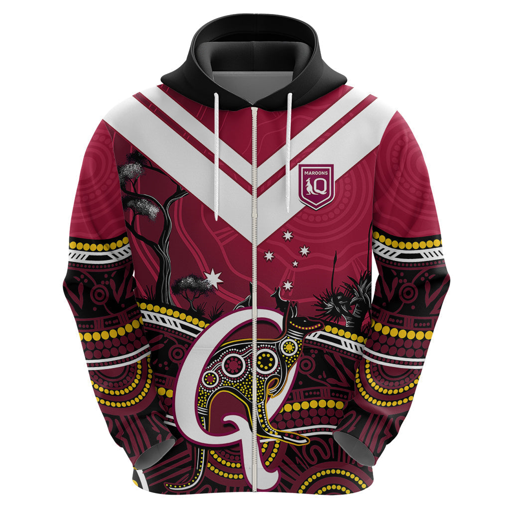 QLD Maroons Rugby Hoodie Go Queensland Kangaroo Indigenous - Vibe Hoodie Shop