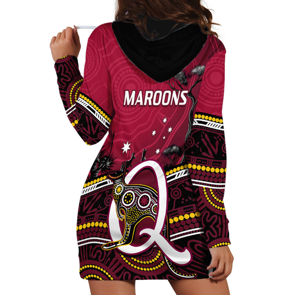 QLD Maroons Rugby Hoodie Dress Go Queensland Kangaroo Indigenous - Vibe Hoodie Shop