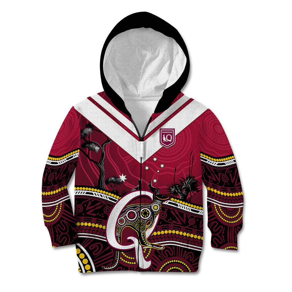 QLD Maroons Rugby Kid Hoodie Go Queensland Kangaroo Indigenous - Vibe Hoodie Shop