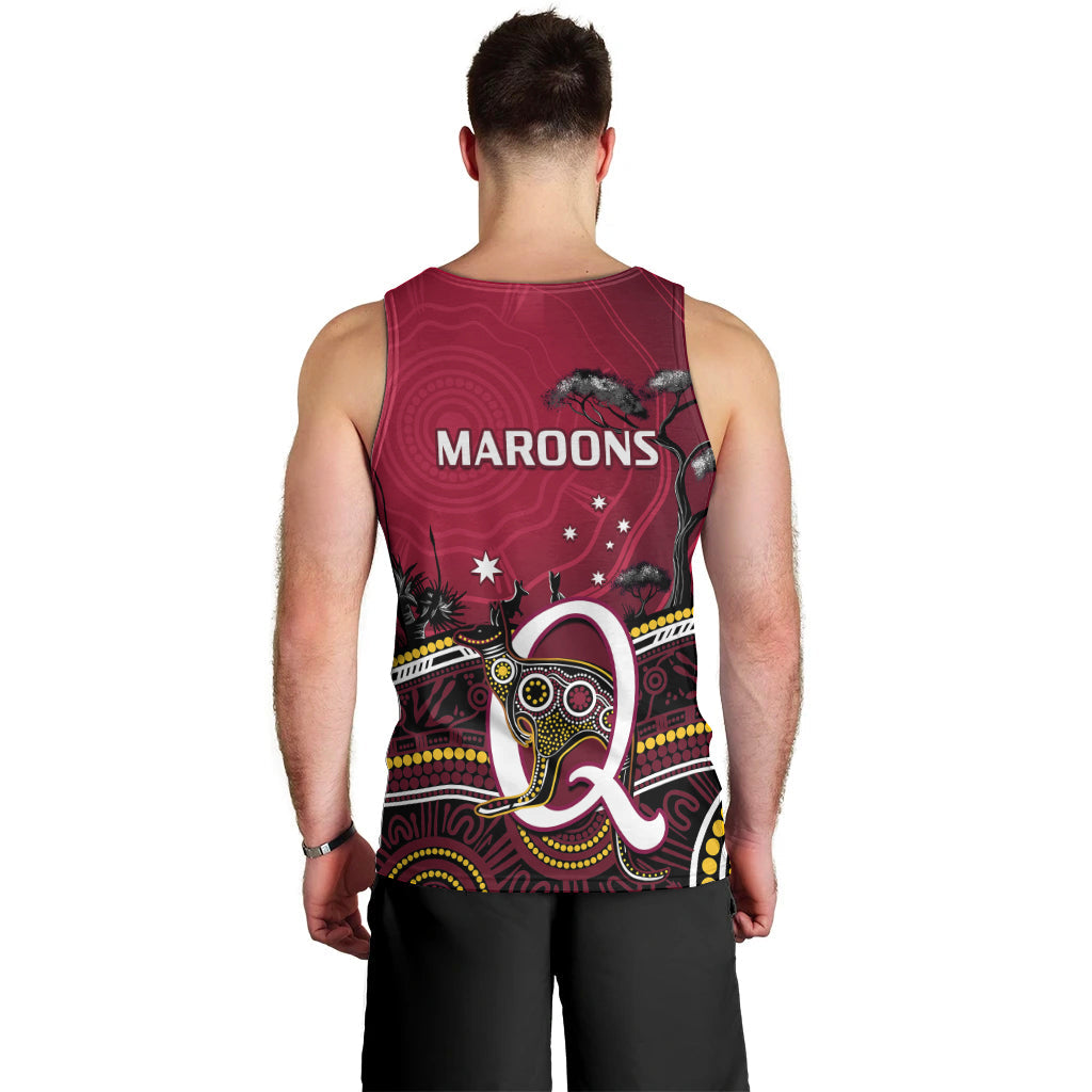 QLD Maroons Rugby Men Tank Top Go Queensland Kangaroo Indigenous - Vibe Hoodie Shop