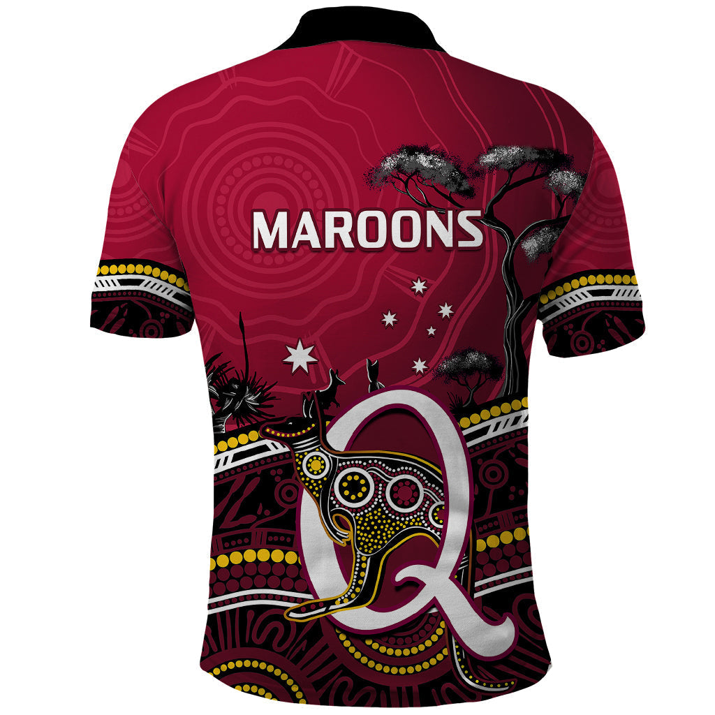 QLD Maroons Rugby Polo Shirt Go Queensland Kangaroo Indigenous - Vibe Hoodie Shop