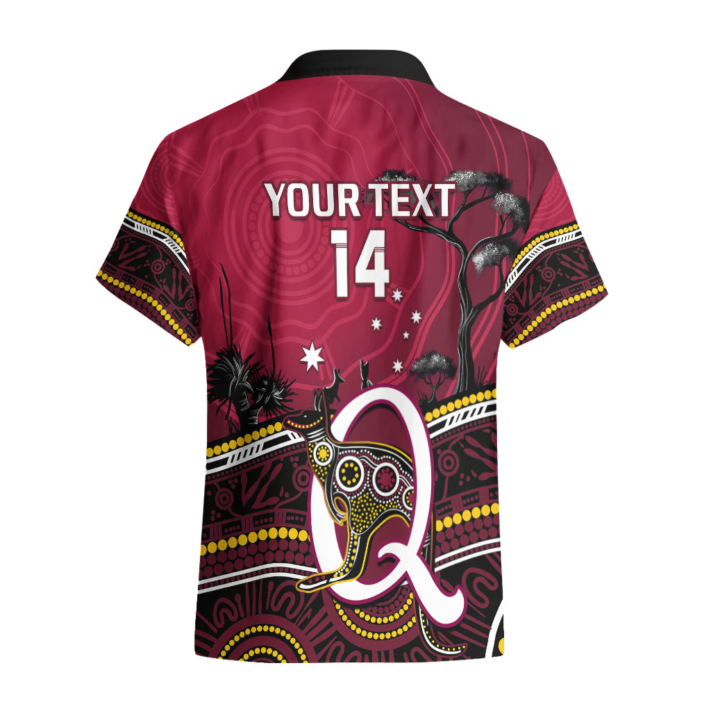 Personalised QLD Maroons Rugby Hawaiian Shirt Go Queensland Kangaroo Indigenous - Vibe Hoodie Shop