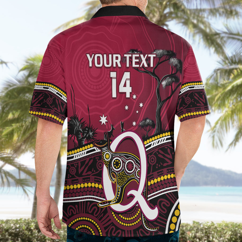 Personalised QLD Maroons Rugby Hawaiian Shirt Go Queensland Kangaroo Indigenous - Vibe Hoodie Shop