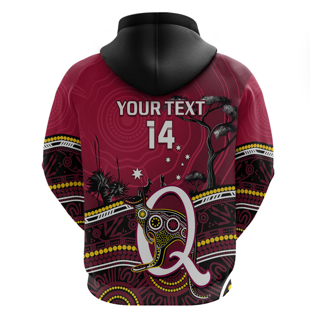 Personalised QLD Maroons Rugby Hoodie Go Queensland Kangaroo Indigenous - Vibe Hoodie Shop