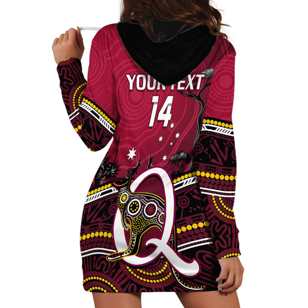Personalised QLD Maroons Rugby Hoodie Dress Go Queensland Kangaroo Indigenous - Vibe Hoodie Shop