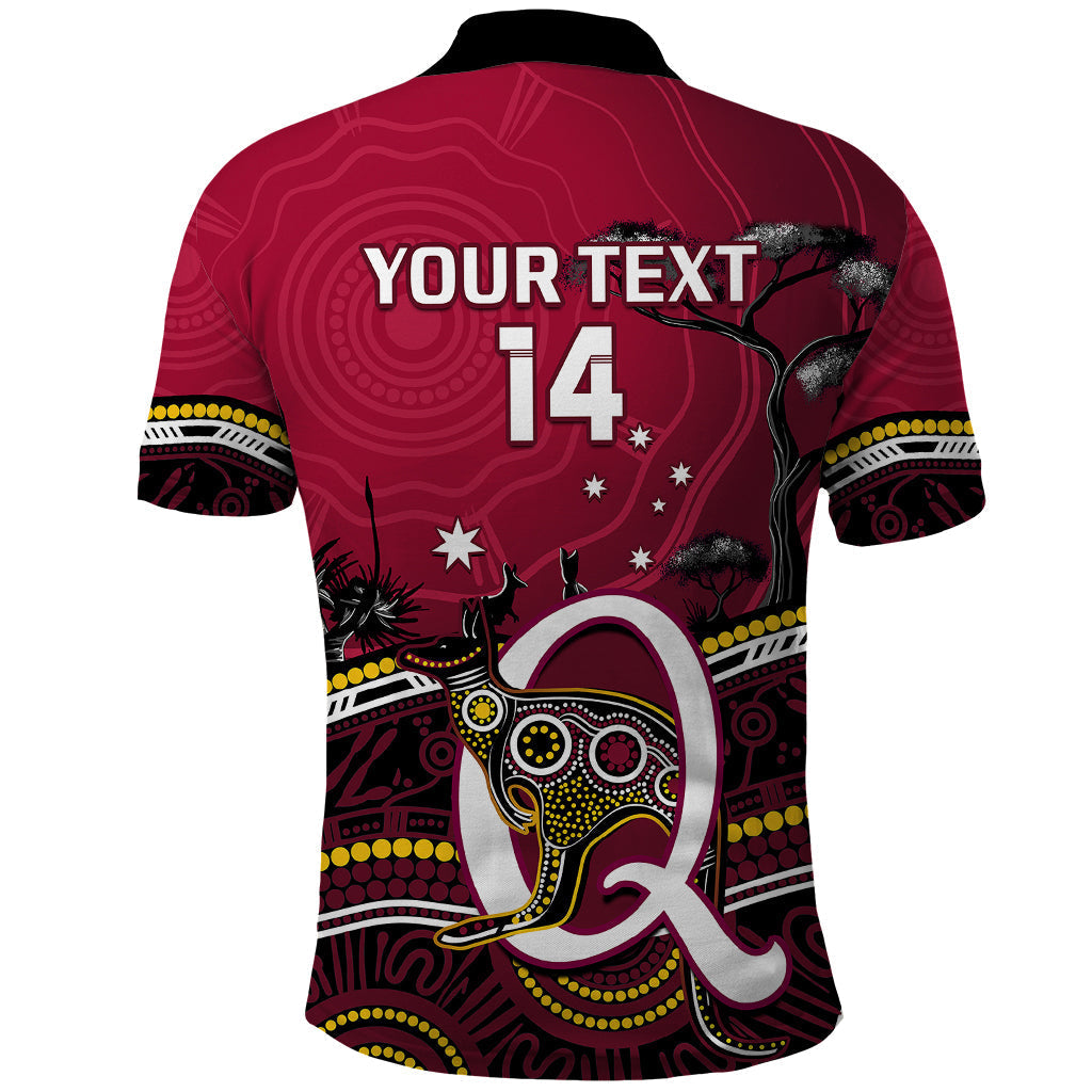 Personalised QLD Maroons Rugby Polo Shirt Go Queensland Kangaroo Indigenous - Vibe Hoodie Shop