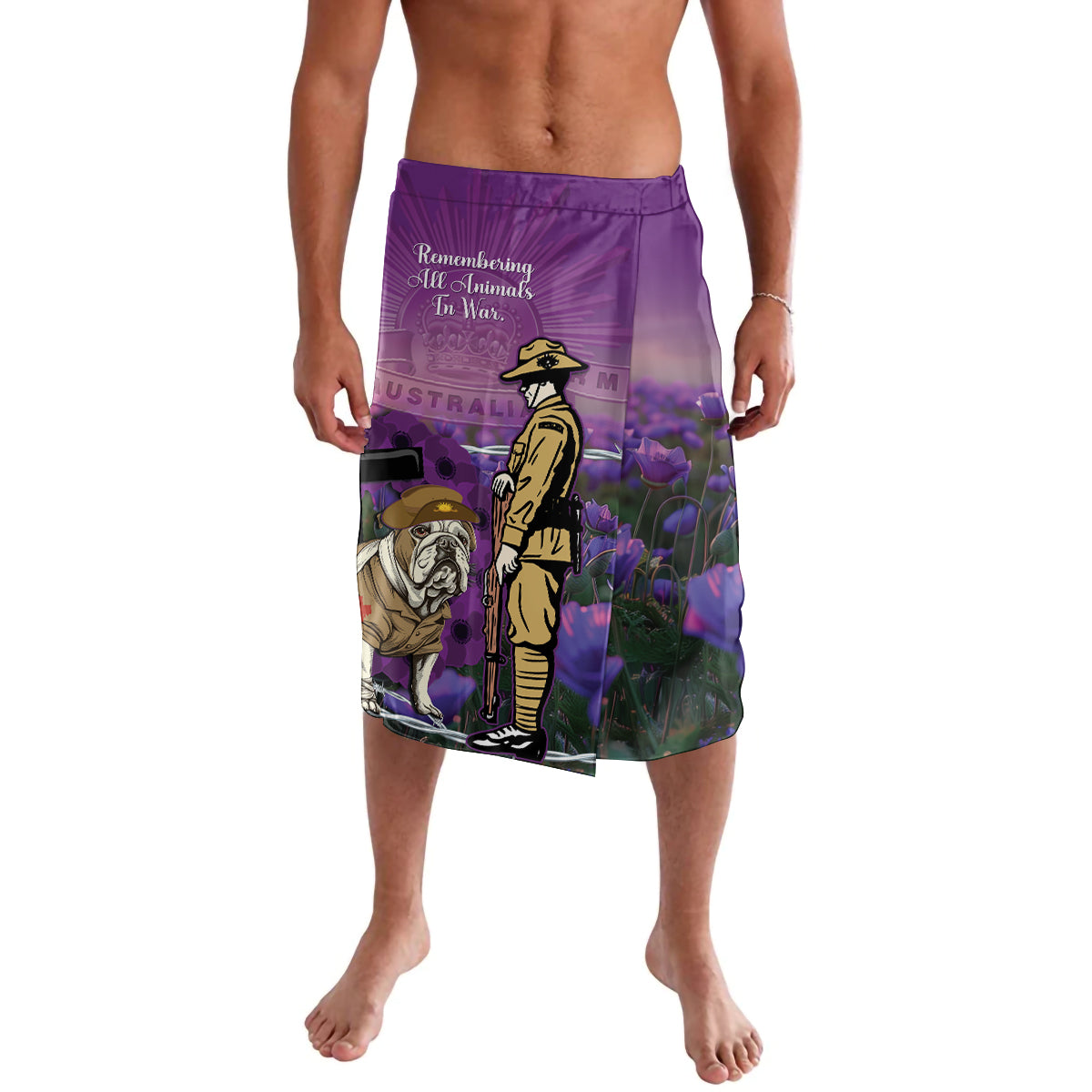 Australia Dog Heroes ANZAC Lavalava Remembering All Animals In War Purple Poppies