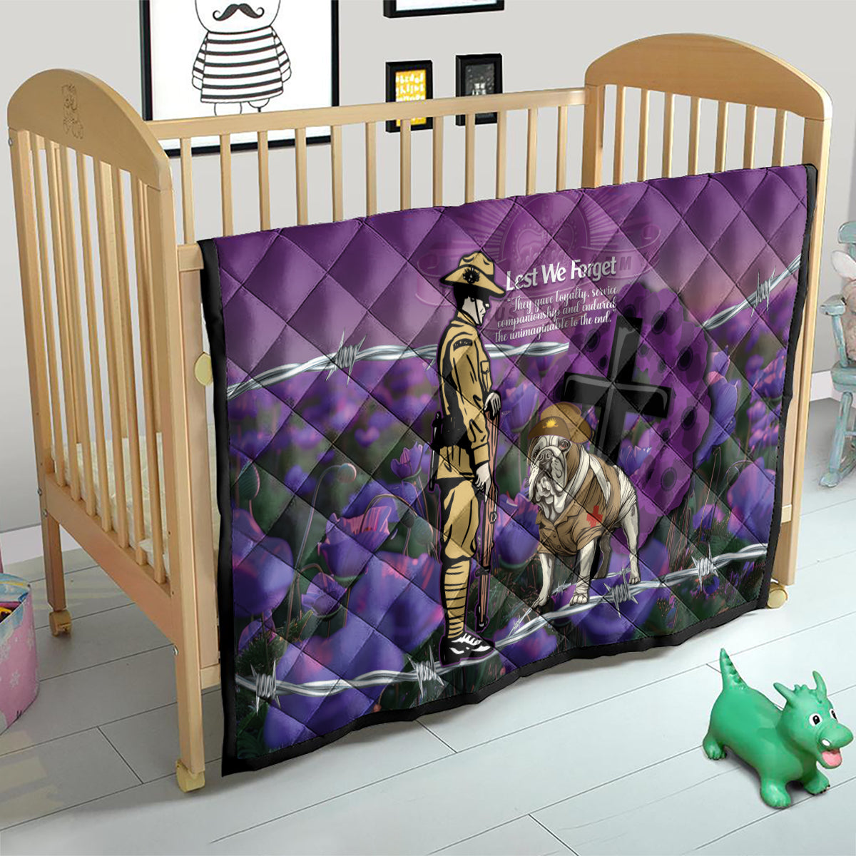 Australia Dog Heroes ANZAC Quilt Remembering All Animals In War Purple Poppies - Vibe Hoodie Shop