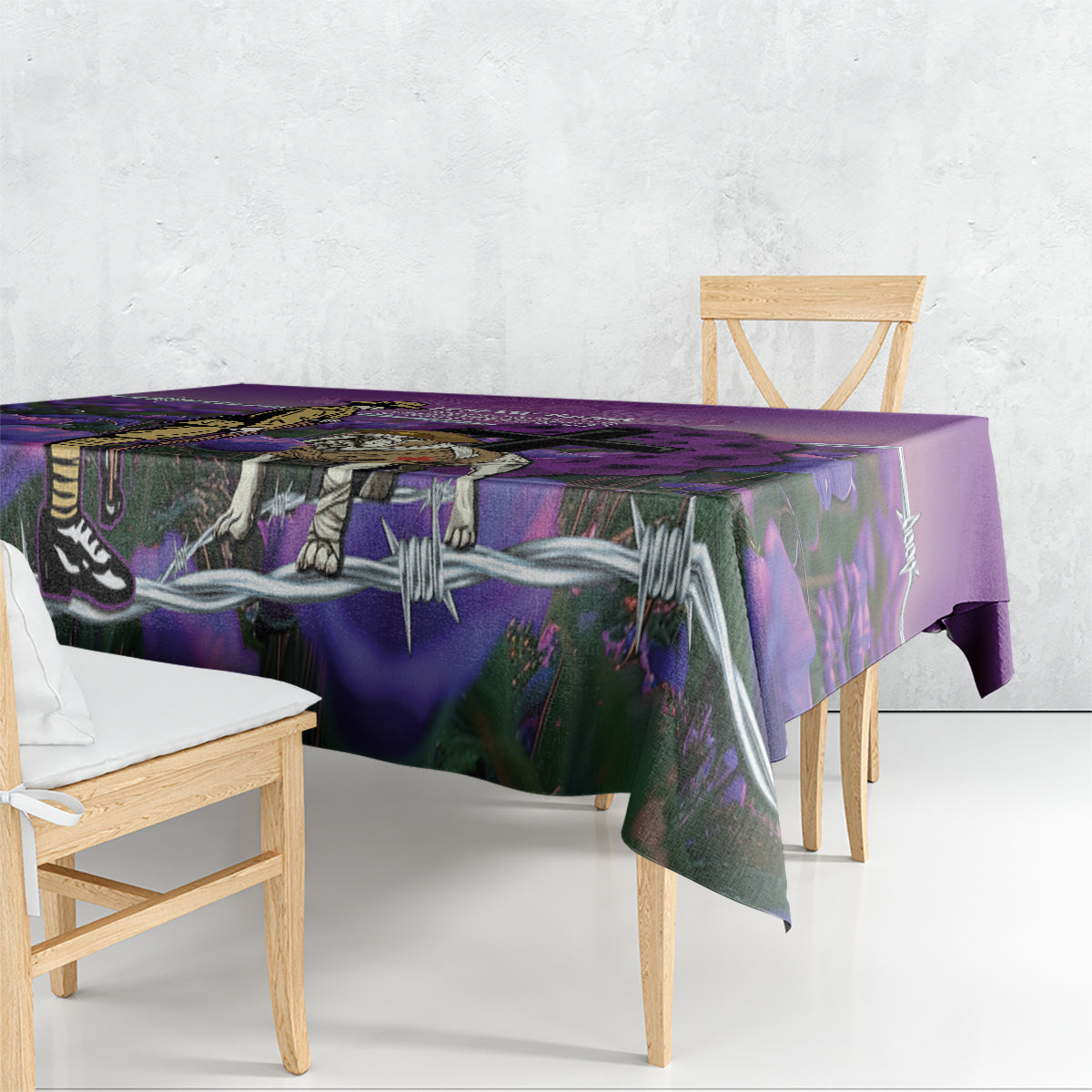 Australia Dog Heroes ANZAC Tablecloth Remembering All Animals In War Purple Poppies