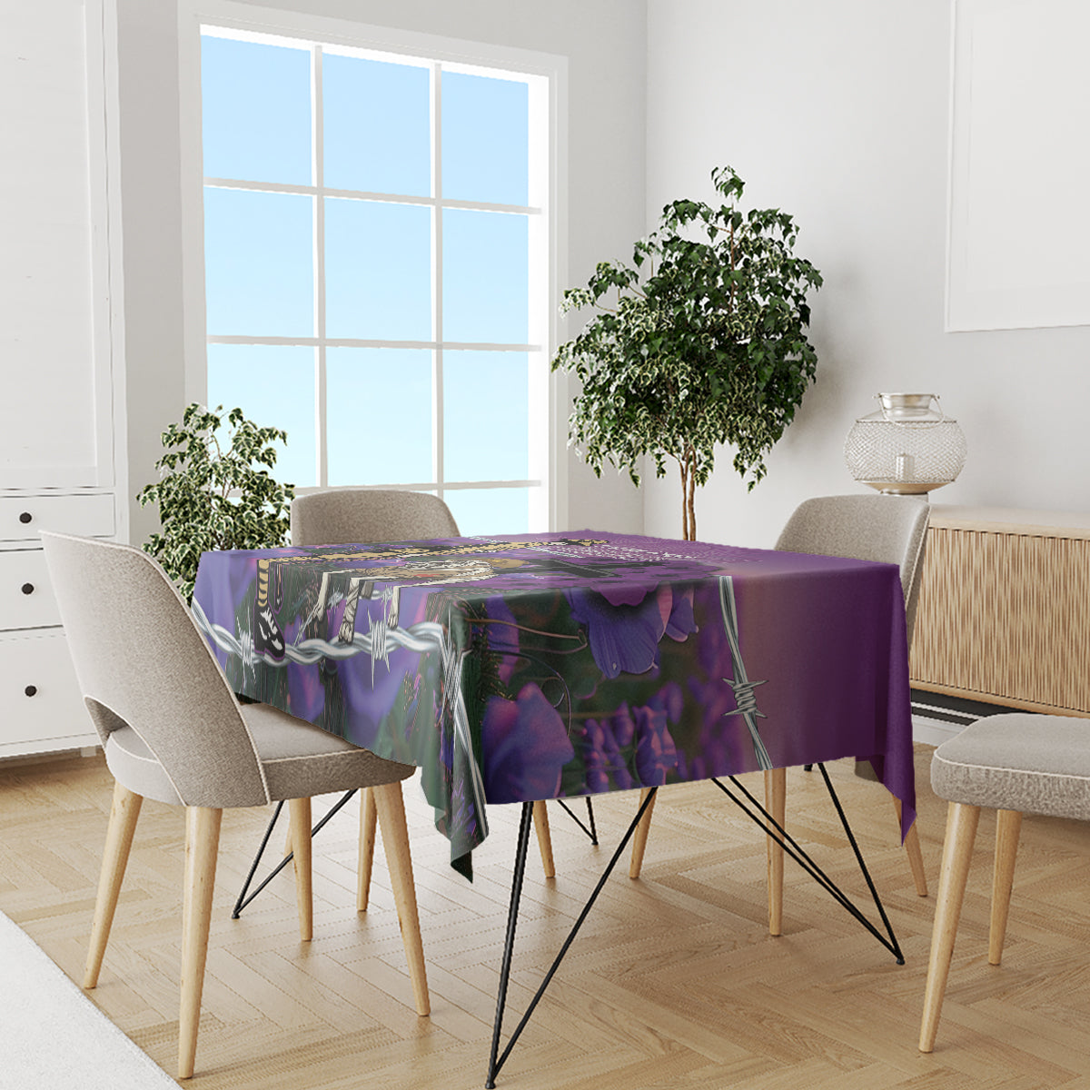 Australia Dog Heroes ANZAC Tablecloth Remembering All Animals In War Purple Poppies