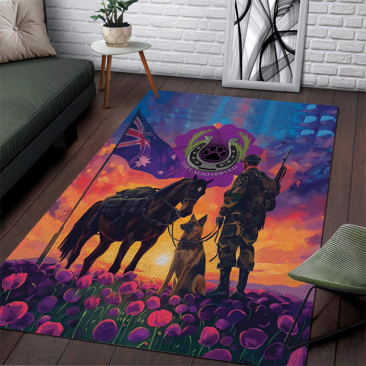 Australia Animals ANZAC Area Rug Dog And Horse Heroes Also Served - Vibe Hoodie Shop