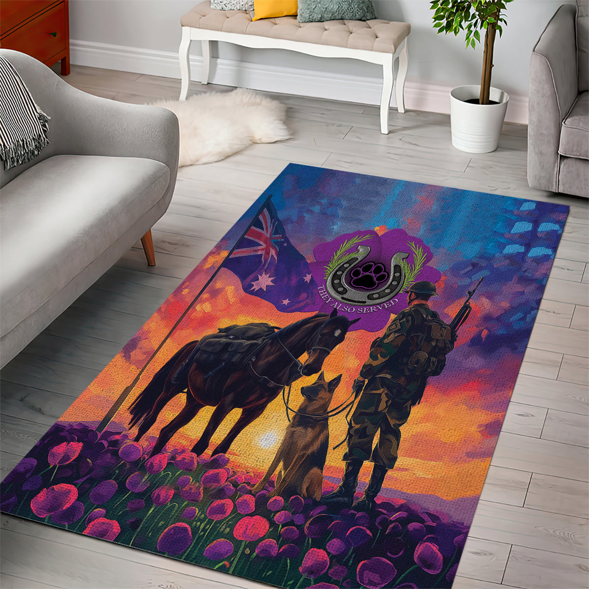 Australia Animals ANZAC Area Rug Dog And Horse Heroes Also Served - Vibe Hoodie Shop