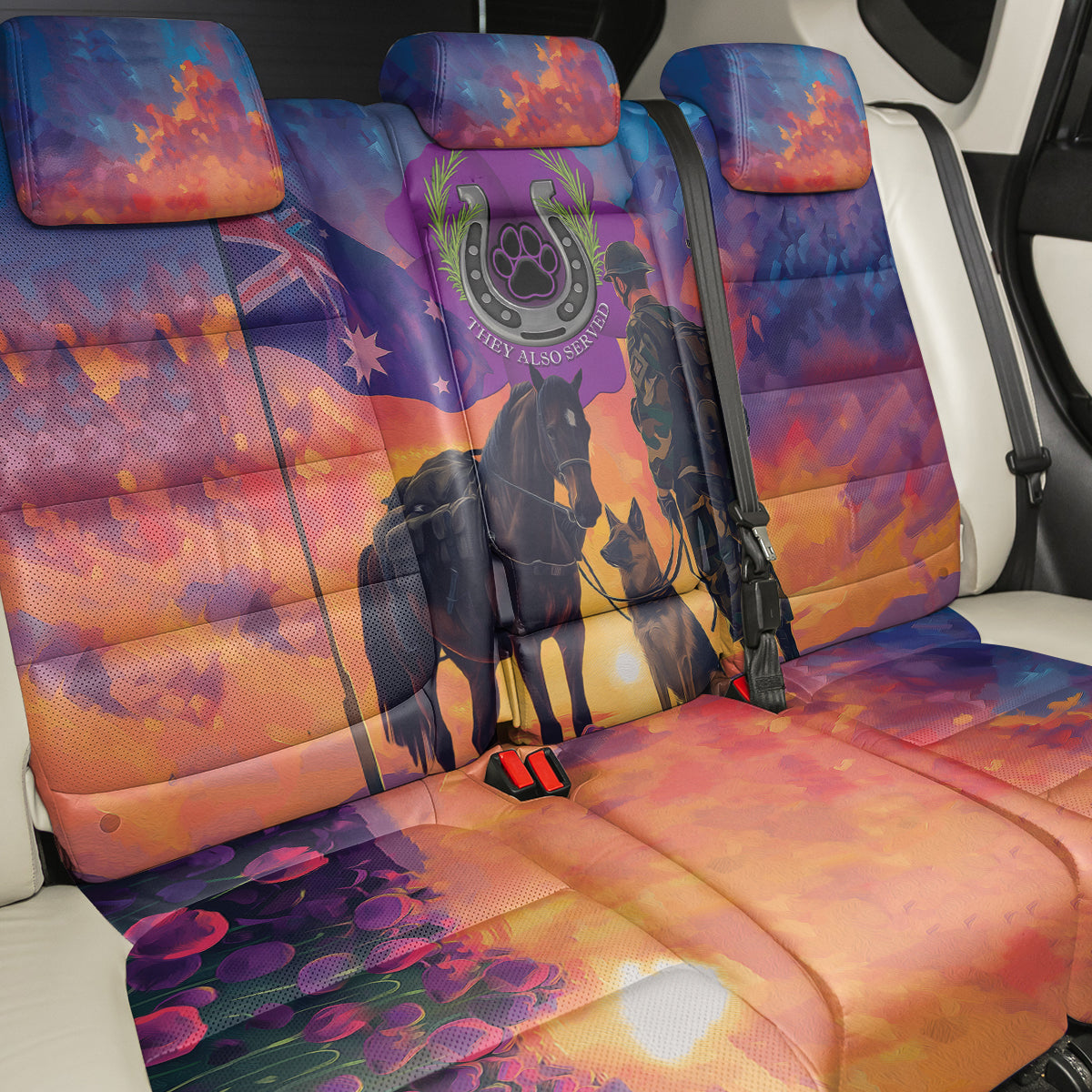 Australia Animals ANZAC Back Car Seat Cover Dog And Horse Heroes Also Served