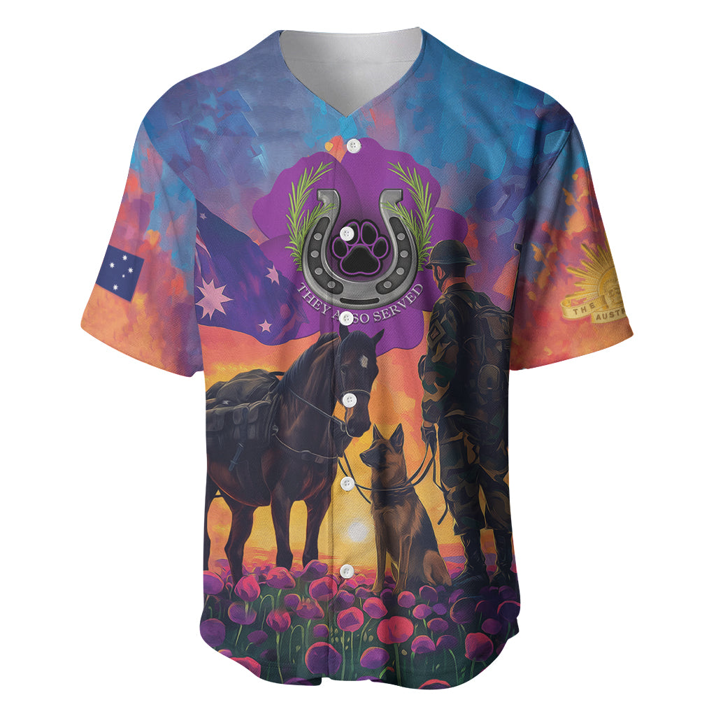 Australia Animals ANZAC Baseball Jersey Dog And Horse Heroes Also Served - Vibe Hoodie Shop