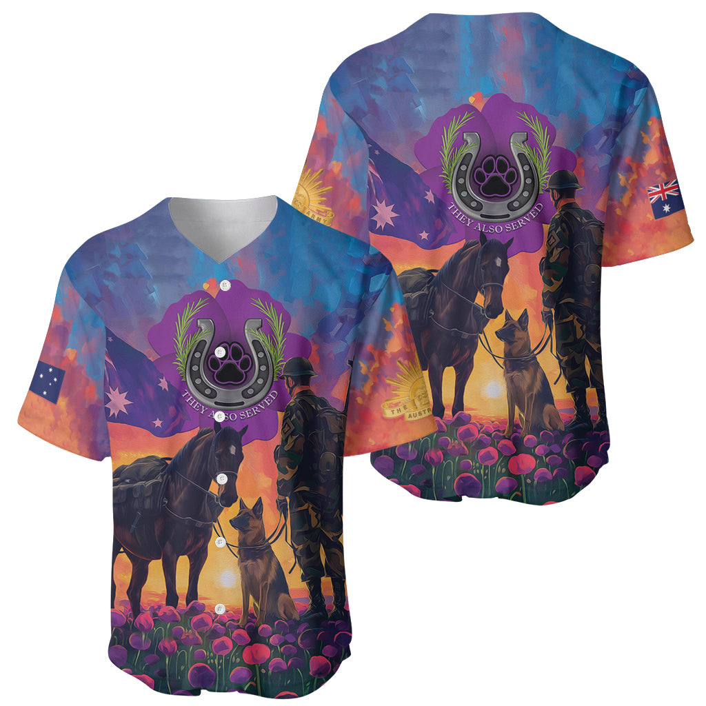 Australia Animals ANZAC Baseball Jersey Dog And Horse Heroes Also Served - Vibe Hoodie Shop