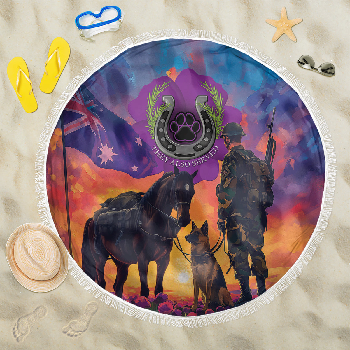 Australia Animals ANZAC Beach Blanket Dog And Horse Heroes Also Served