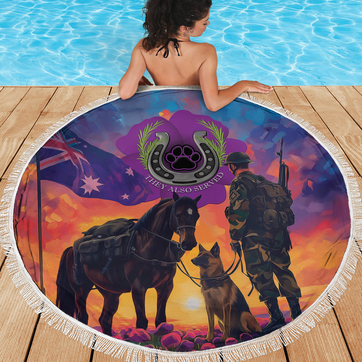 Australia Animals ANZAC Beach Blanket Dog And Horse Heroes Also Served