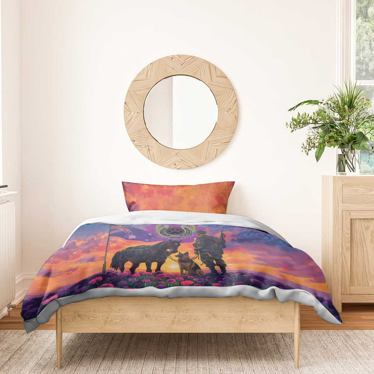 Australia Animals ANZAC Bedding Set Dog And Horse Heroes Also Served - Vibe Hoodie Shop