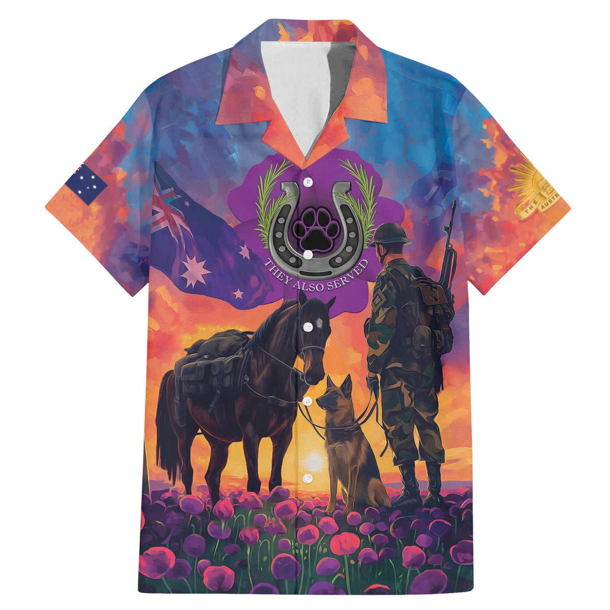 Australia Animals ANZAC Family Matching Mermaid Dress and Hawaiian Shirt Dog And Horse Heroes Also Served