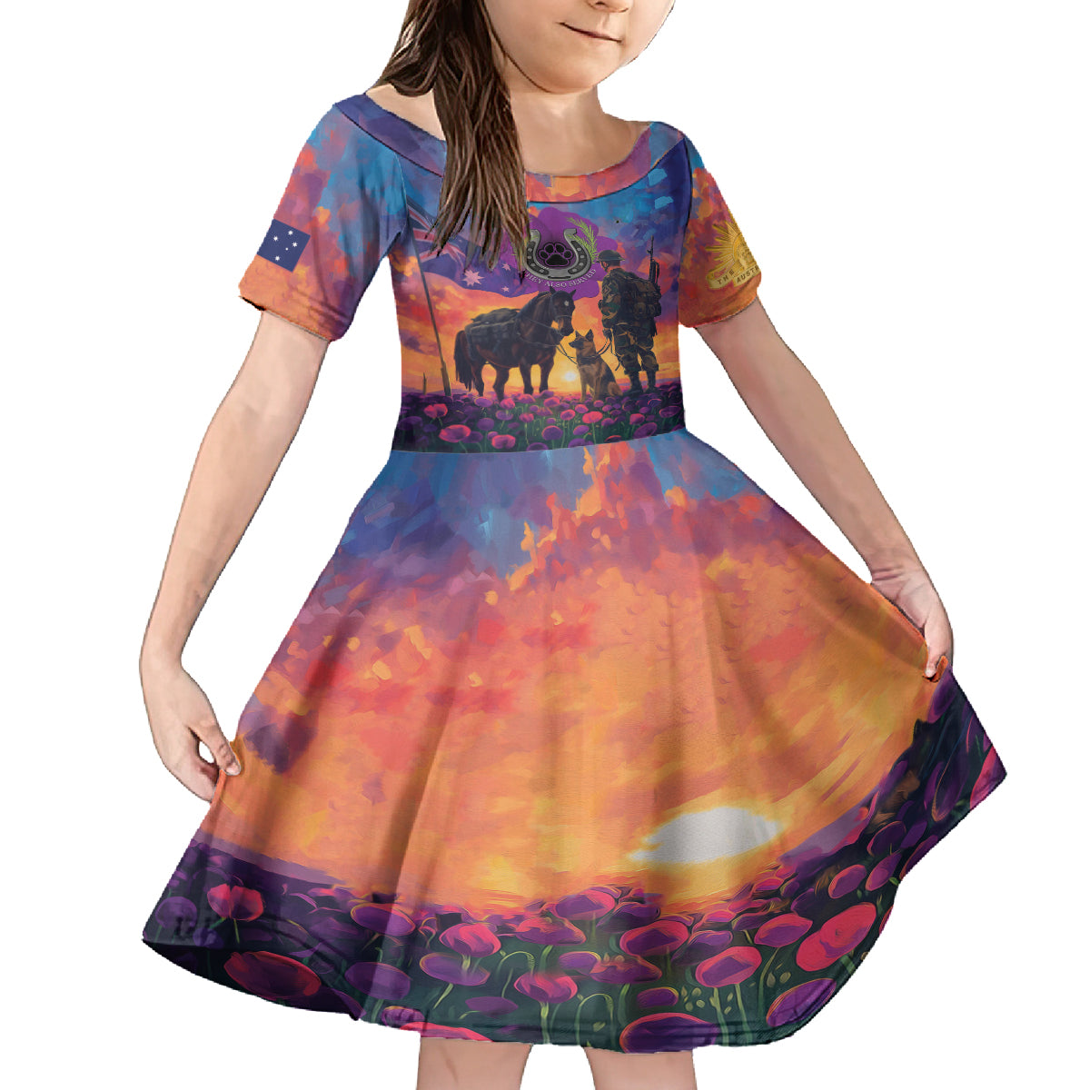 Australia Animals ANZAC Family Matching Summer Maxi Dress and Hawaiian Shirt Dog And Horse Heroes Also Served