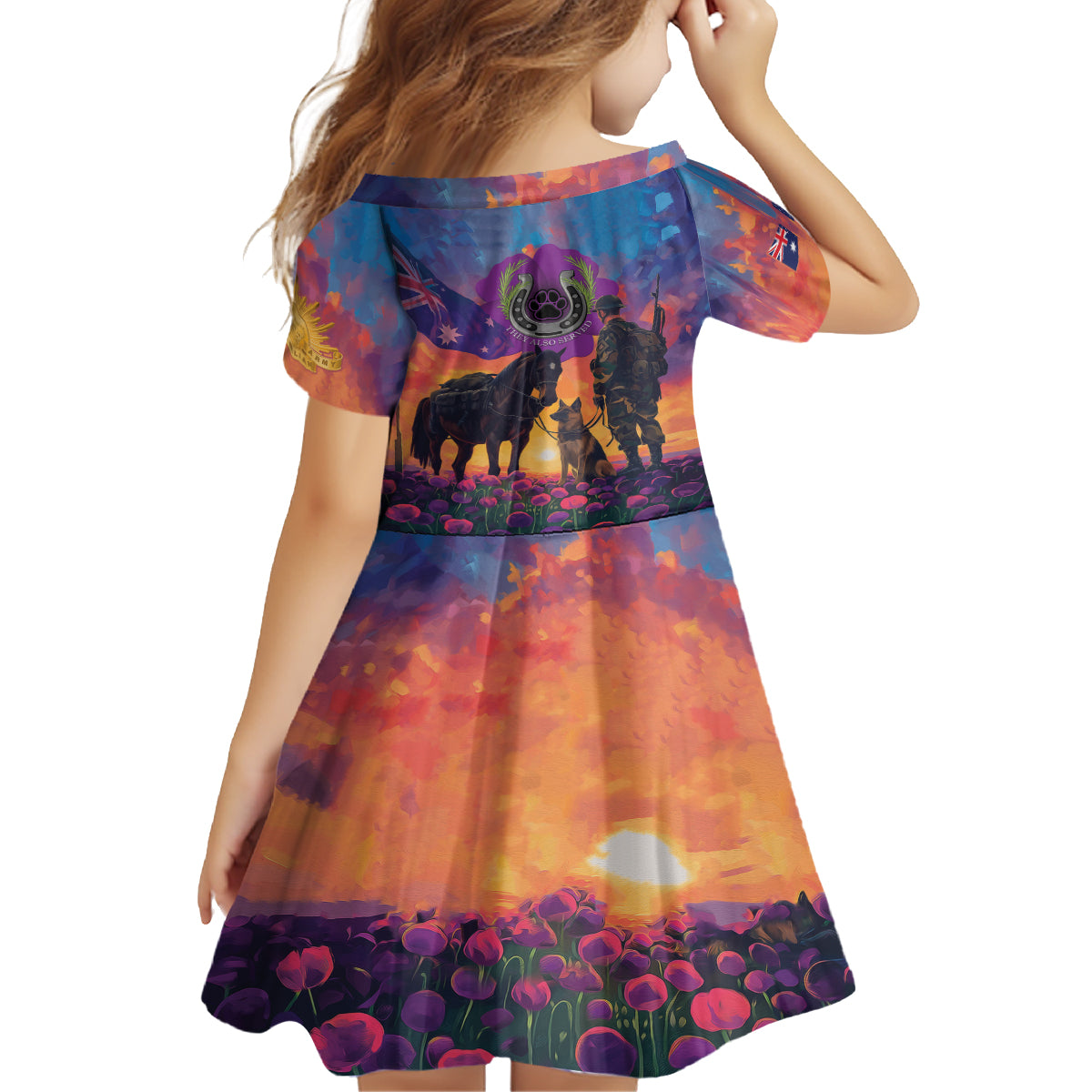 Australia Animals ANZAC Family Matching Summer Maxi Dress and Hawaiian Shirt Dog And Horse Heroes Also Served