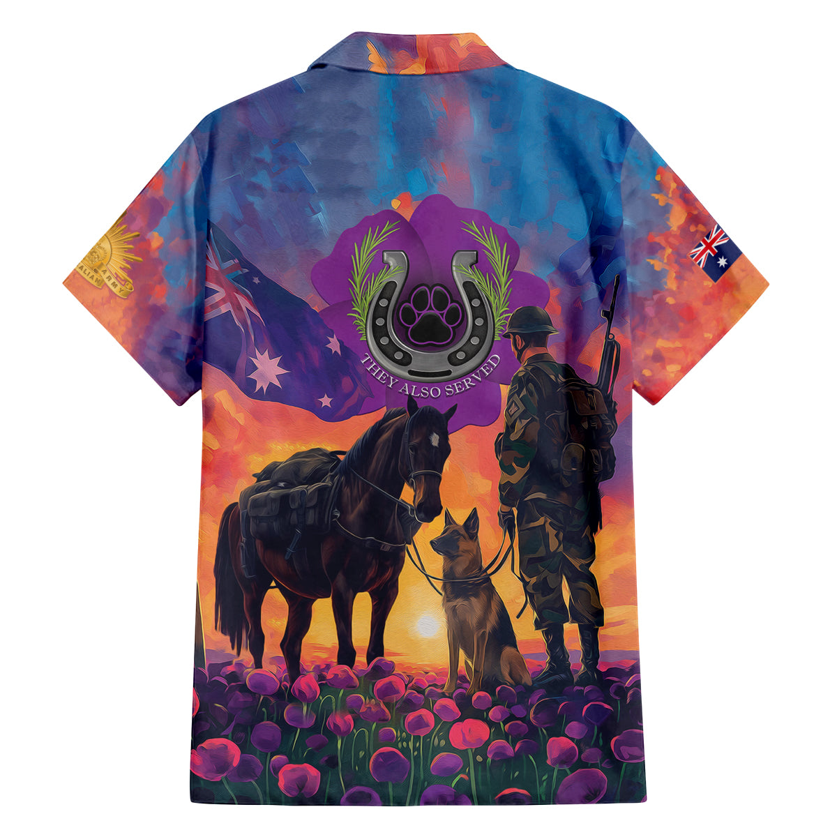 Australia Animals ANZAC Family Matching Summer Maxi Dress and Hawaiian Shirt Dog And Horse Heroes Also Served