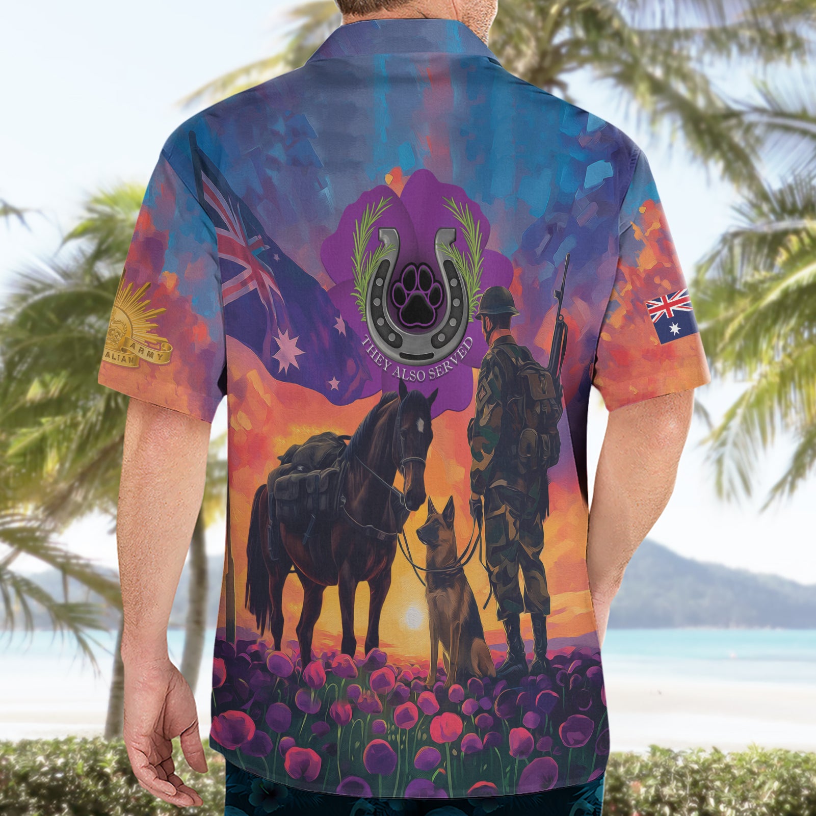 Australia Animals ANZAC Hawaiian Shirt Dog And Horse Heroes Also Served - Vibe Hoodie Shop