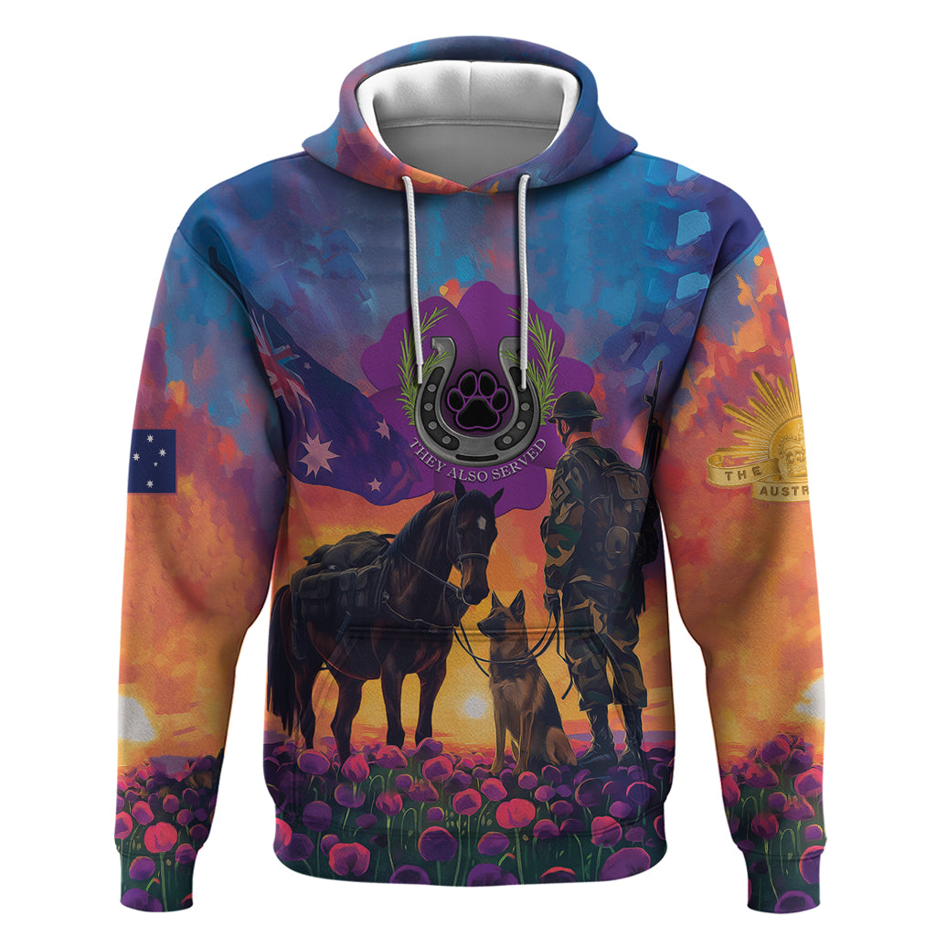 Australia Animals ANZAC Hoodie Dog And Horse Heroes Also Served - Vibe Hoodie Shop