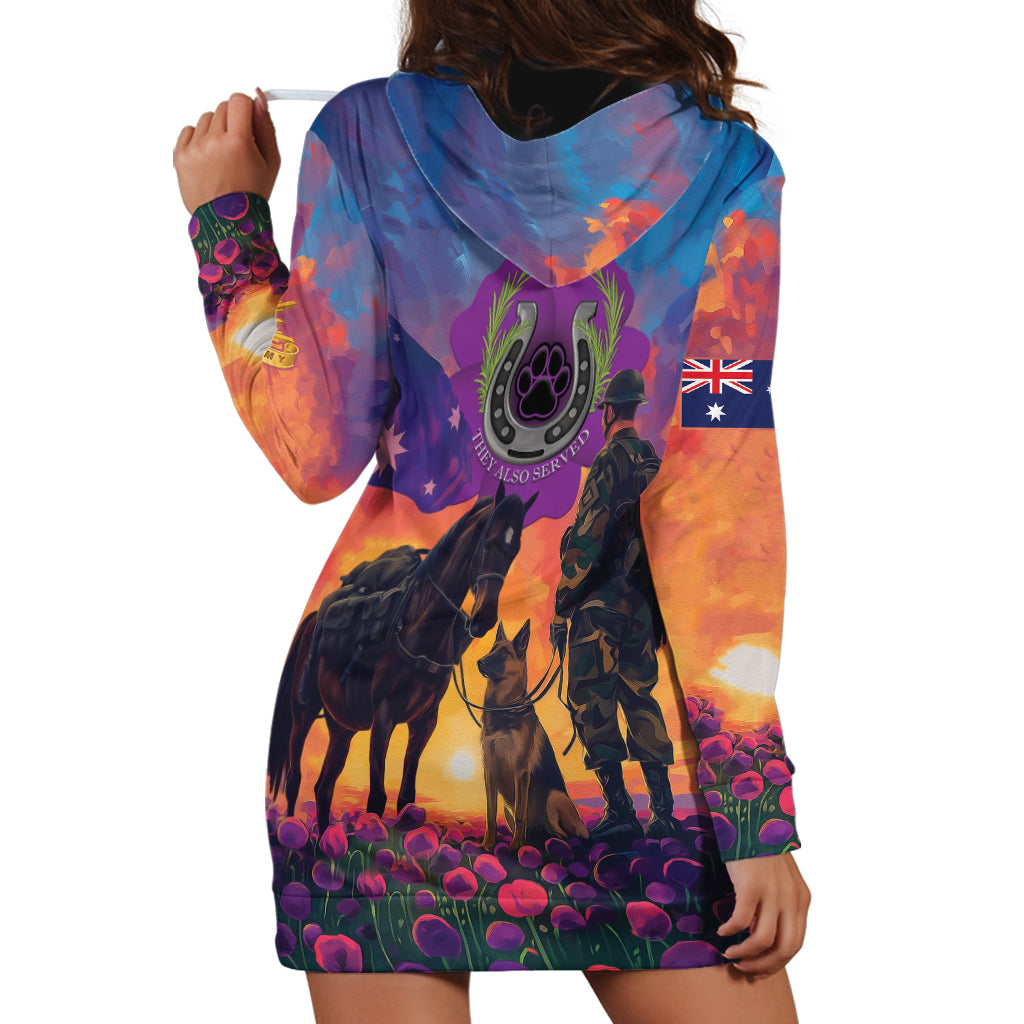 Australia Animals ANZAC Hoodie Dress Dog And Horse Heroes Also Served - Vibe Hoodie Shop