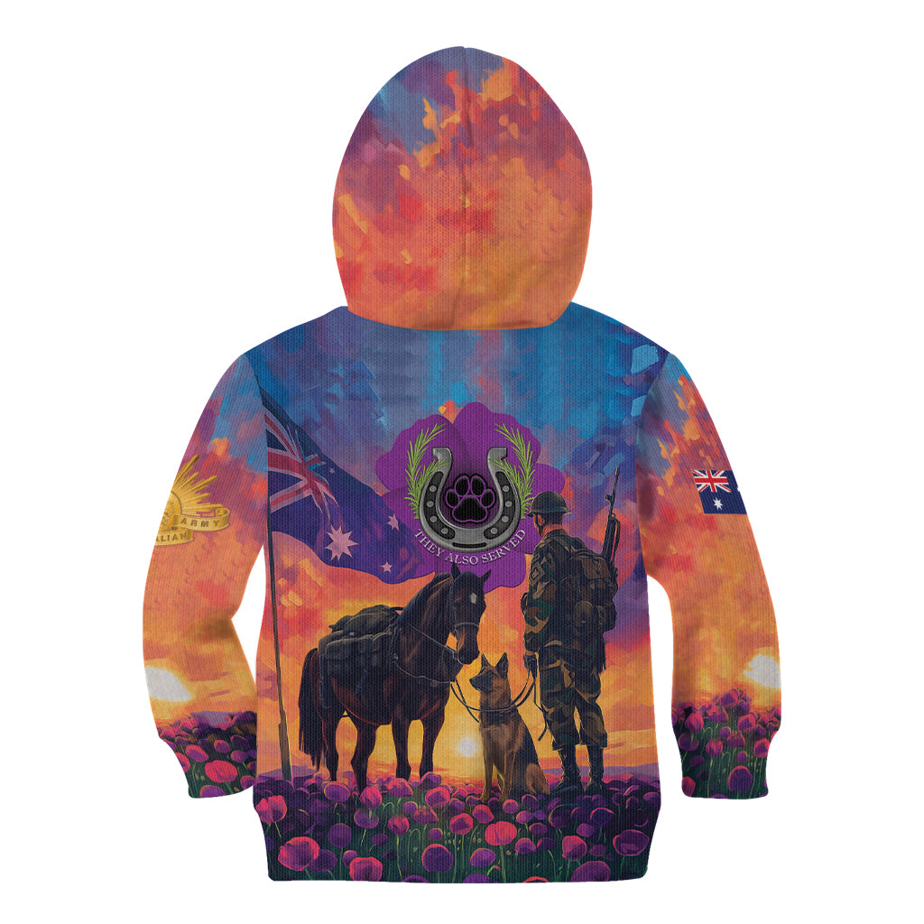 Australia Animals ANZAC Kid Hoodie Dog And Horse Heroes Also Served - Vibe Hoodie Shop
