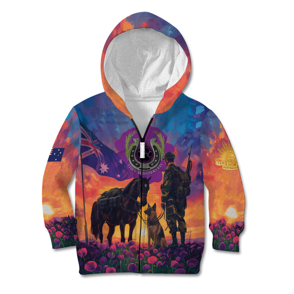 Australia Animals ANZAC Kid Hoodie Dog And Horse Heroes Also Served - Vibe Hoodie Shop