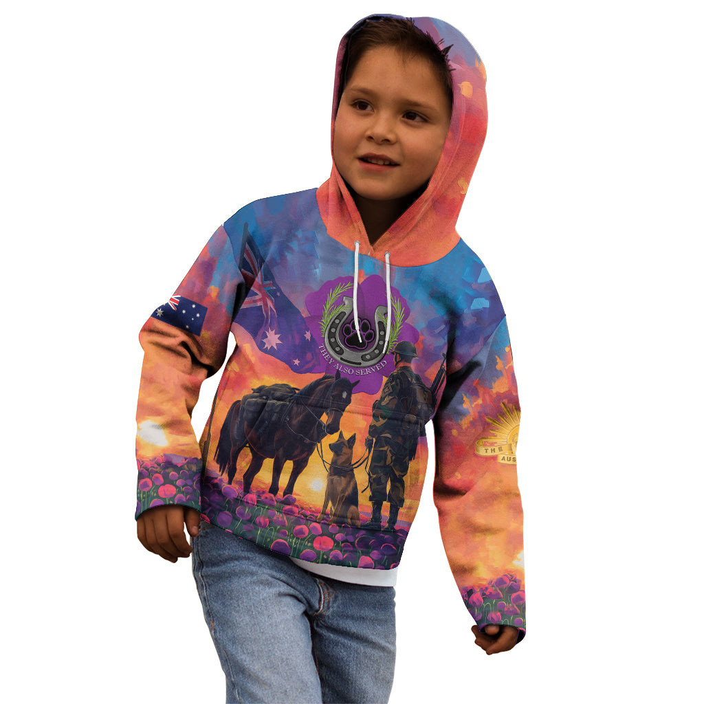 Australia Animals ANZAC Kid Hoodie Dog And Horse Heroes Also Served - Vibe Hoodie Shop
