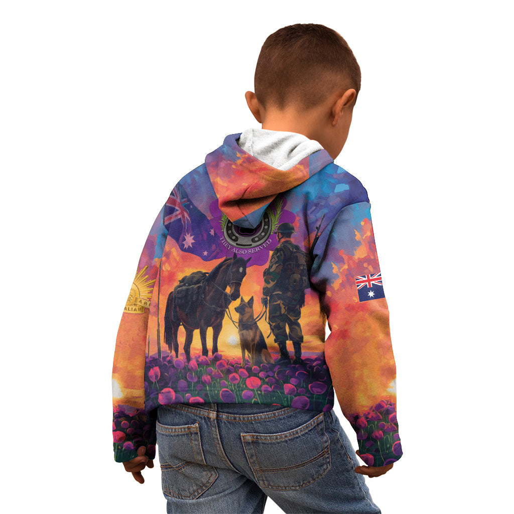 Australia Animals ANZAC Kid Hoodie Dog And Horse Heroes Also Served - Vibe Hoodie Shop