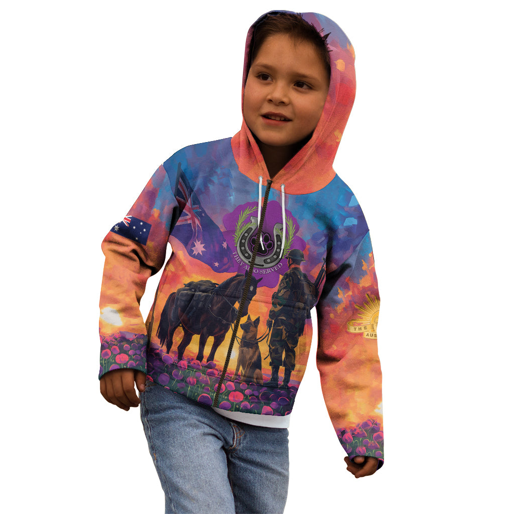 Australia Animals ANZAC Kid Hoodie Dog And Horse Heroes Also Served - Vibe Hoodie Shop