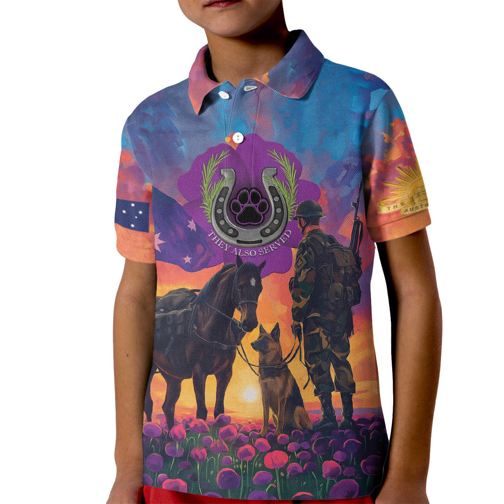 Australia Animals ANZAC Kid Polo Shirt Dog And Horse Heroes Also Served - Vibe Hoodie Shop