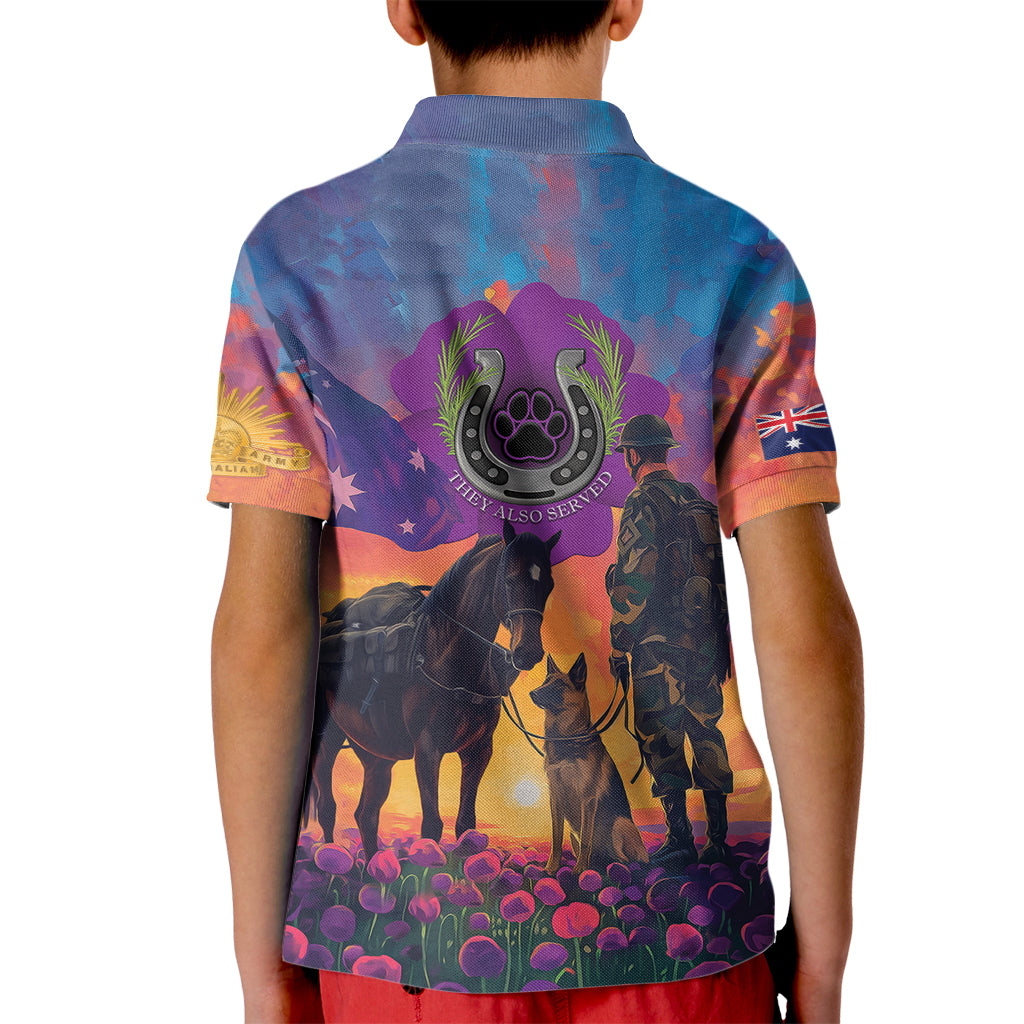 Australia Animals ANZAC Kid Polo Shirt Dog And Horse Heroes Also Served - Vibe Hoodie Shop