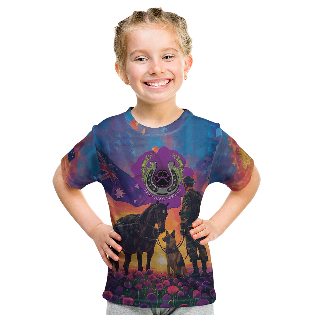 Australia Animals ANZAC Kid T Shirt Dog And Horse Heroes Also Served - Vibe Hoodie Shop