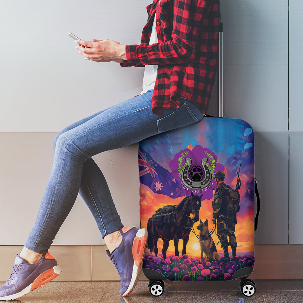 Australia Animals ANZAC Luggage Cover Dog And Horse Heroes Also Served - Vibe Hoodie Shop