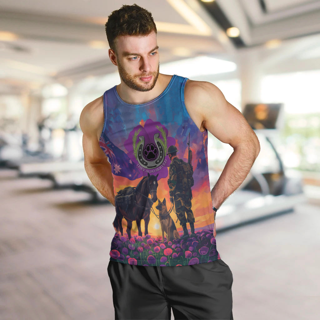 Australia Animals ANZAC Men Tank Top Dog And Horse Heroes Also Served - Vibe Hoodie Shop