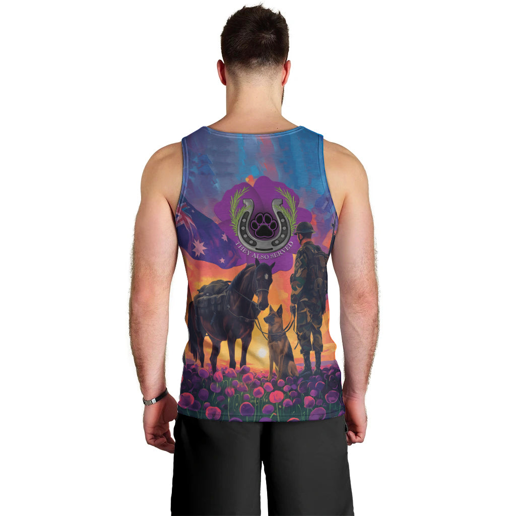 Australia Animals ANZAC Men Tank Top Dog And Horse Heroes Also Served - Vibe Hoodie Shop
