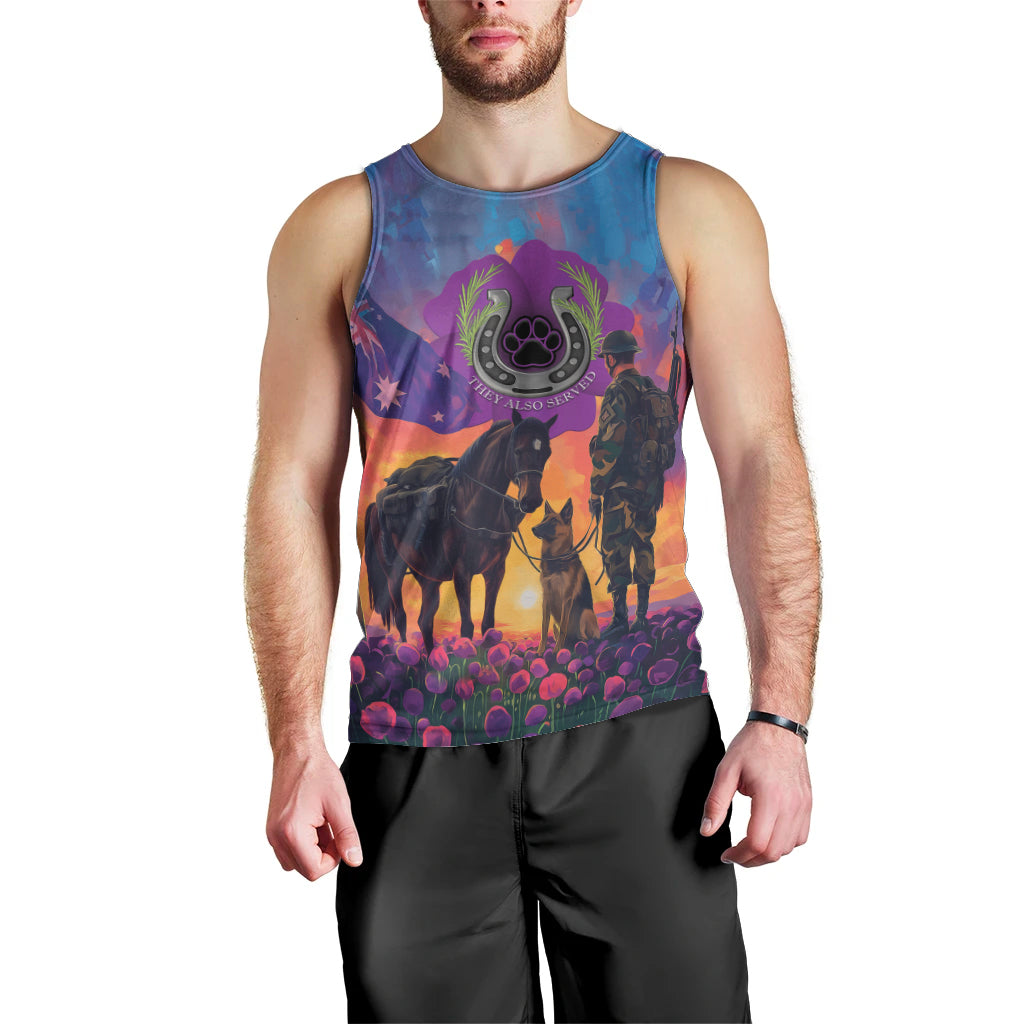 Australia Animals ANZAC Men Tank Top Dog And Horse Heroes Also Served - Vibe Hoodie Shop